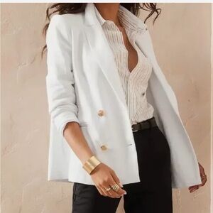 Banana Republic Double Breasted Linen Cotton Blend Blazer